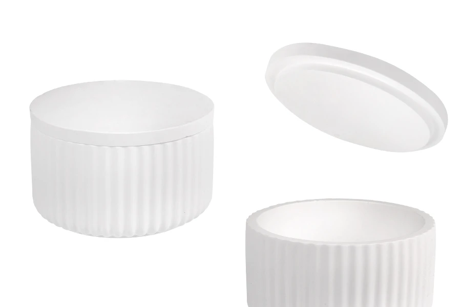 Gipsana posuda 103x60 mm sa poklopcem za sveću Gipsana posuda 103x60 mm sa poklopcem za sveću