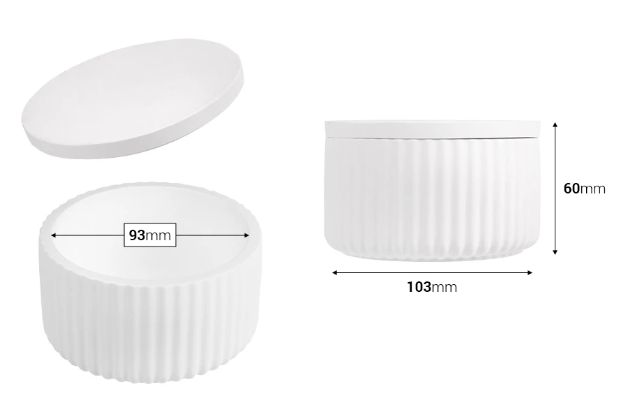 Gipsana posuda 103x60 mm sa poklopcem za sveću Gipsana posuda 103x60 mm sa poklopcem za sveću