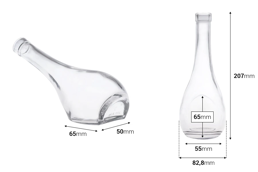 Staklena flaša 250mL sa bočnim postavljanjem-dimenzije_slike