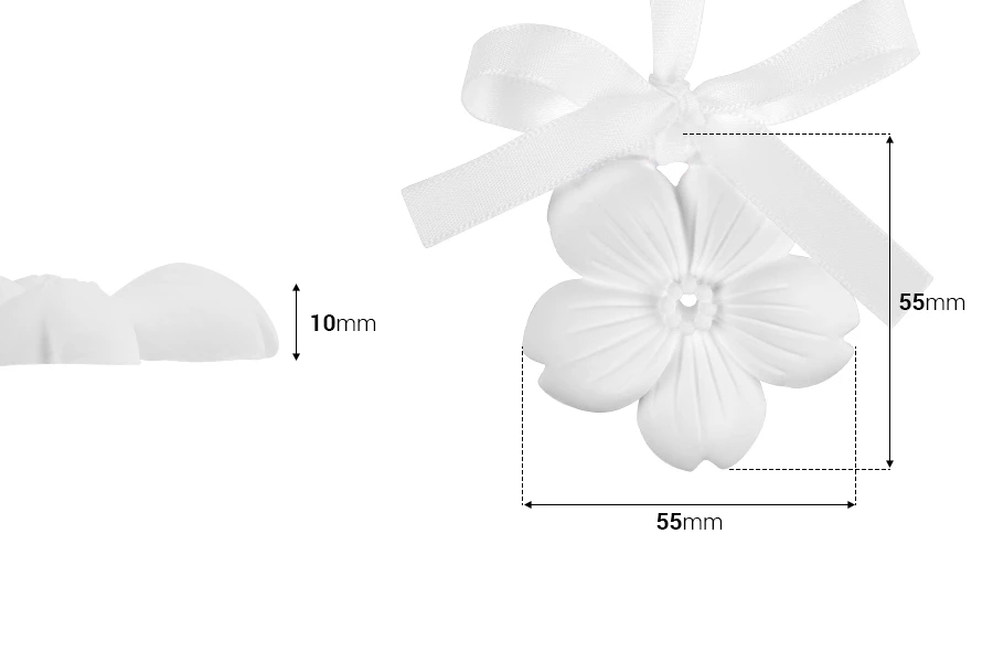 Gipsani osveživač prostora sa dizajnom cveta 55x10 mm sa belom mašnom (sa mirisom)-dimenzije_slike