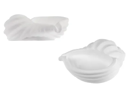 Gipsana dekorativna posuda u obliku školjke 145x50 mm za sveću-1