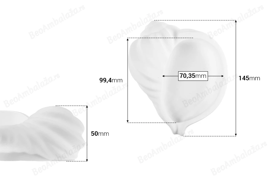 Gipsana dekorativna posuda u obliku školjke 145x50 mm za sveću-dimenzije_slike