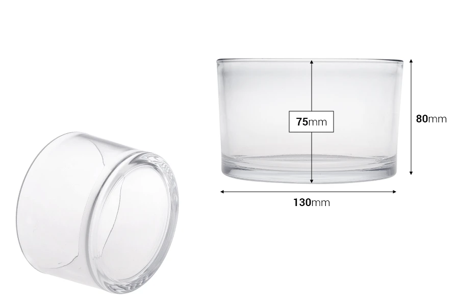 Staklena dekorativna posuda 130x80 mm za sveću