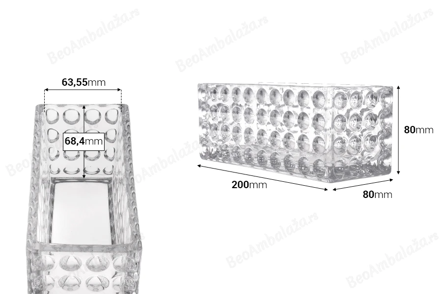 Staklena providna dekorativna posuda 200x80x80 mm za sveću-dimenzije_slike