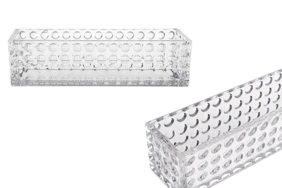 Staklena providna dekorativna posuda 300x80x80 mm za sveću Staklena providna dekorativna posuda 300x80x80 mm za sveću
