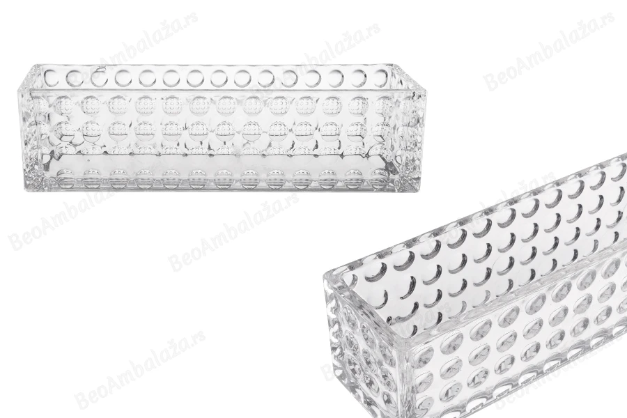 Staklena providna dekorativna posuda 300x80x80 mm za sveću-slika_proizvoda