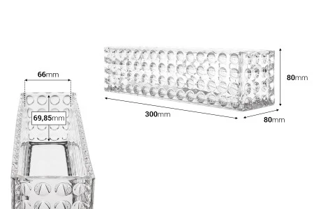 Staklena providna dekorativna posuda 300x80x80 mm za sveću-2