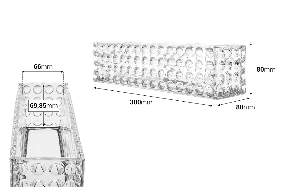 Staklena providna dekorativna posuda 300x80x80 mm za sveću Staklena providna dekorativna posuda 300x80x80 mm za sveću