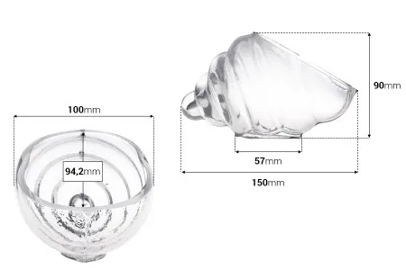 Dekorativna staklena posuda 150mm u obliku školjke, za sveće-2