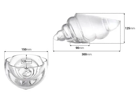 Dekorativna staklena posuda 300mm u obliku školjke, za sveće-2