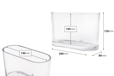 Staklena providna dekorativna posuda 200x80x120 mm za sveću-2