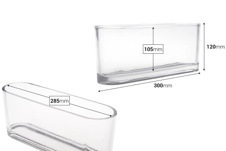 Staklena providna dekorativna posuda 300x80x120 mm za sveću-2