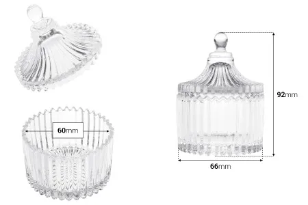 Dekorativna staklena fondanjera sa poklopcem - 66x92 mm-2