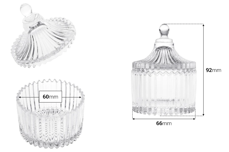 Dekorativna staklena fondanjera sa poklopcem - 66x92 mm