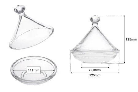 Dekorativna staklena fondanjera sa poklopcem - 125x125 mm-2