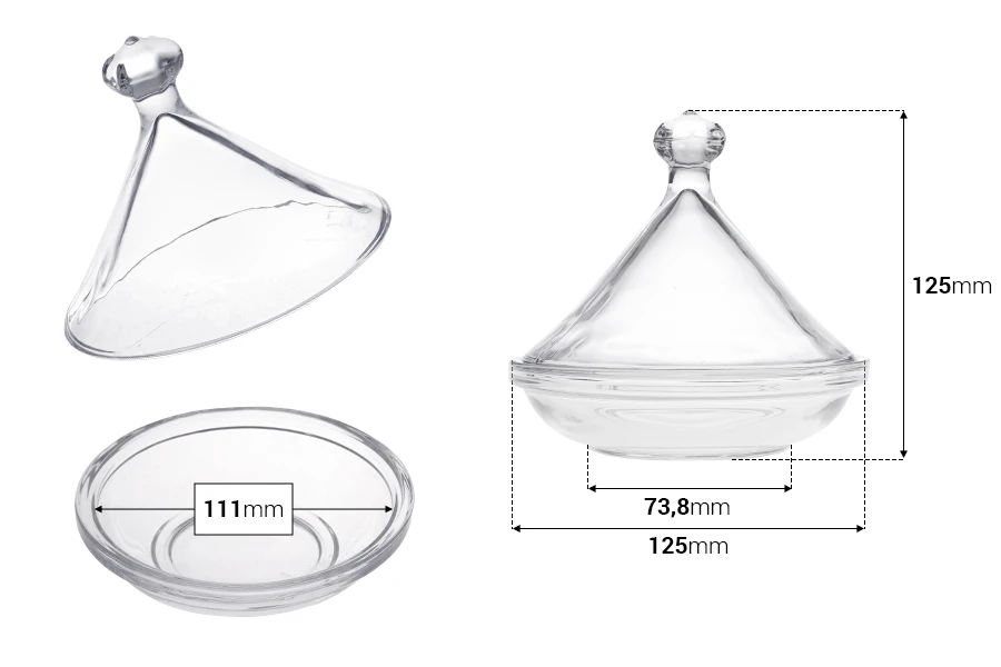 Dekorativna staklena fondanjera sa poklopcem - 125x125 mm