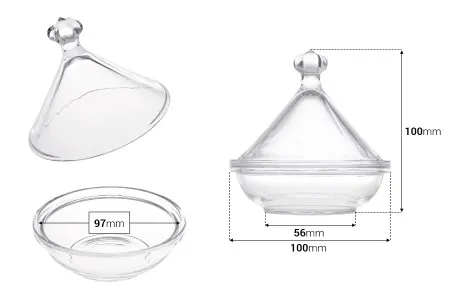 Dekorativna staklena fondanjera sa poklopcem - 100x100 mm-2