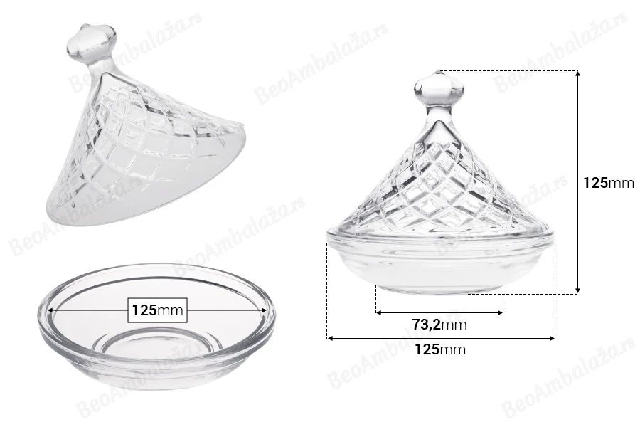 Dekorativna staklena fondanjera sa poklopcem - 125x125 mm-dimenzije_slike