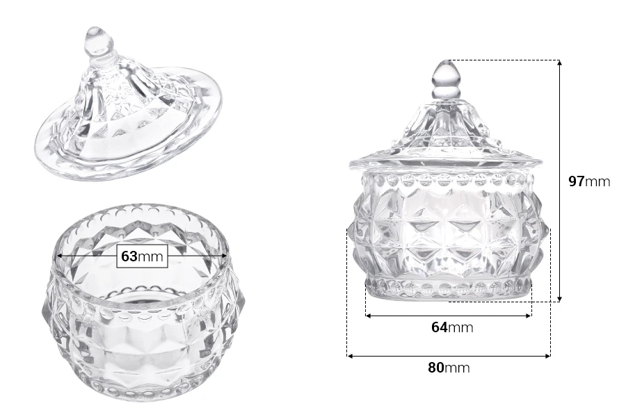Dekorativna staklena fondanjera sa poklopcem - 80x97 mm Dekorativna staklena fondanjera sa poklopcem - 80x97 mm