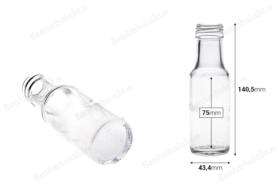 Providna staklena flašica 100 mL Dorica sa grlom PP 31,5 - 62 kom-dimenzije_slike