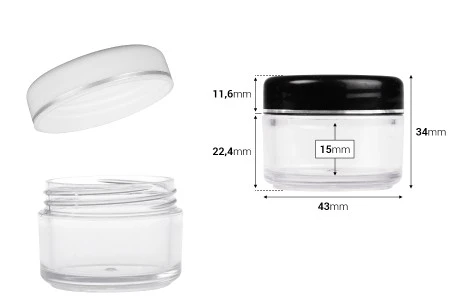 Akrilna providna kutijica 20mL sa belim ili crnim zatvaračem i srebrnom linijom - 12 kom-2