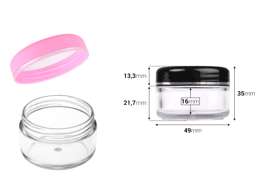 Akrilna providna kutijica 30mL za kreme sa zatvaračem u raznim bojama i sa srebrnom linijom - 12 kom Akrilna providna kutijica 30mL za kreme sa zatvaračem u raznim bojama i sa srebrnom linijom - 12 kom