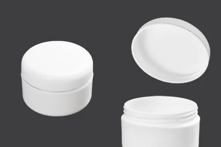 Akrilna bela kutijica za kreme sa zatvaračem sa srebrnom linijom 50mL - 12 kom-1