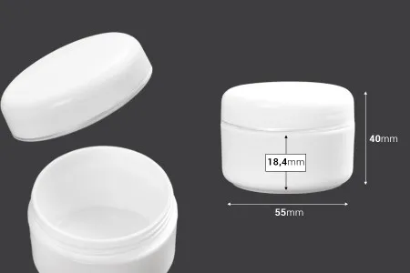 Akrilna bela kutijica za kreme sa zatvaračem sa srebrnom linijom 50mL - 12 kom-2