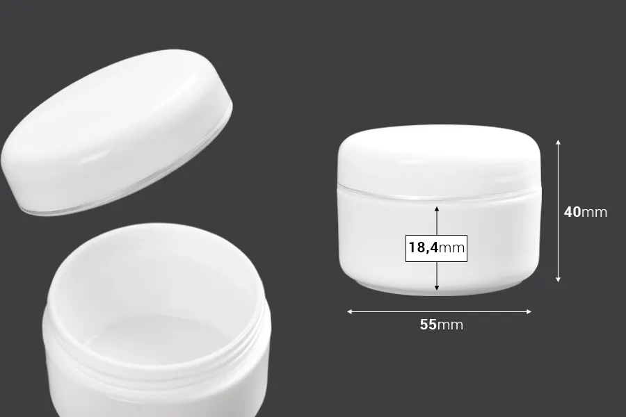 Akrilna bela kutijica za kreme sa zatvaračem sa srebrnom linijom 50mL - 12 kom-dimenzije_slike