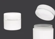 Plastična bela MAT kutijica 50mL, sa zatvaračem sa zaptivkom i širokom srebrnom linijom - 12 kom-slika_proizvoda