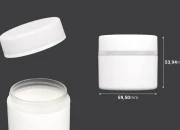 Plastična bela MAT kutijica 50mL, sa zatvaračem sa zaptivkom i širokom srebrnom linijom - 12 kom-dimenzije_slike