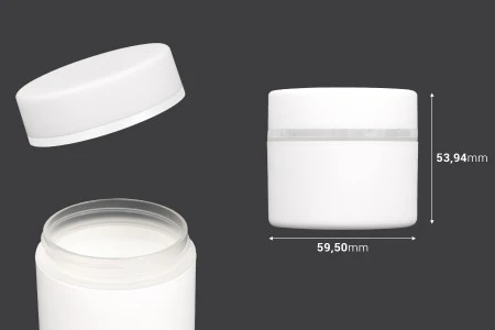 Plastična bela MAT kutijica 50mL, sa zatvaračem sa zaptivkom i širokom srebrnom linijom - 12 kom-2