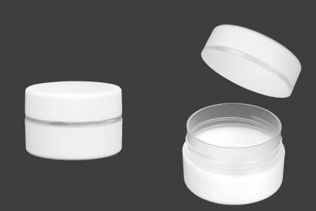 Plastična bela MAT kutijica 100mL, sa zatvaračem sa zaptivkom i širokom srebrnom linijom - 6 kom-1