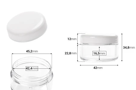 Akrilna providna kutijica 30mL sa belim zatvaračem sa srebrnom linijom - 12 kom-2