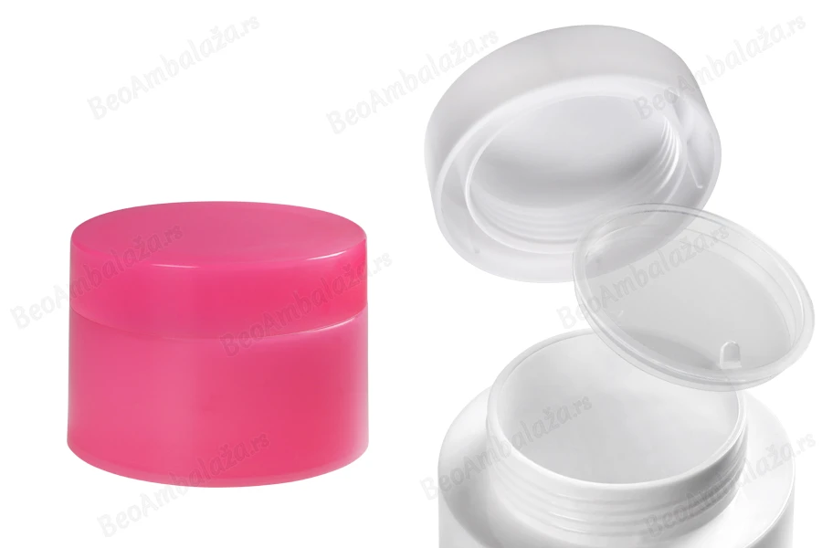 Plastična kutijica 50mL sa duplim dnom i unutrašnjom zaptivkom na zatvaraču - 6 kom-slika_proizvoda
