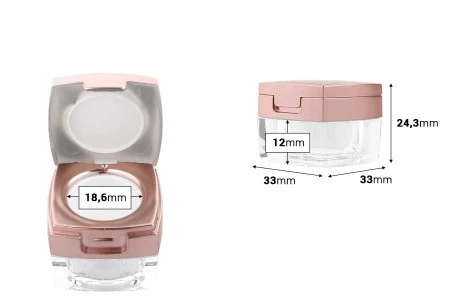 Luksuzna akrilna kutijica od 5mL sa poklopcem na preklop u roze-zlatnoj boji - 12 kom-2