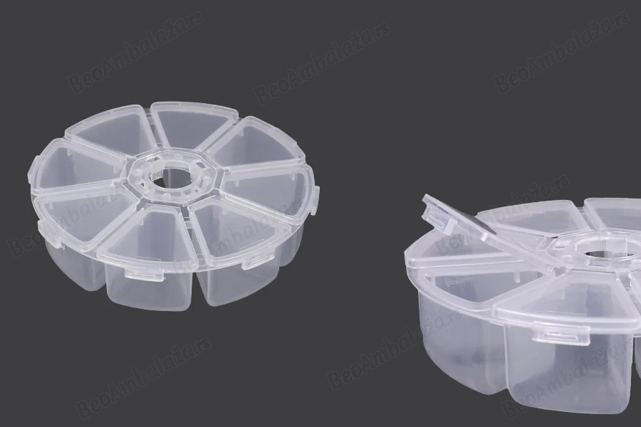 Plastična okrugla kutijica sa 8 mesta, za šljokice i kozmetičku upotrebu-slika_proizvoda