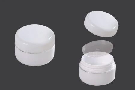 Plastična bela kutijica sa srebrnom linijom 10mL sa duplim dnom, međupoklopcem i zatvaračem - 12 kom-1