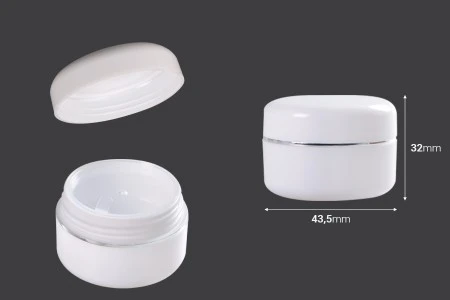 Plastična bela kutijica sa srebrnom linijom 10mL sa duplim dnom, međupoklopcem i zatvaračem - 12 kom-2