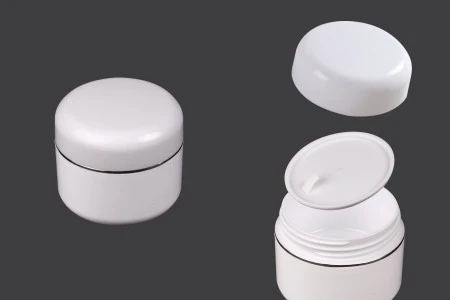 Plastična bela kutijica sa duplim dnom 30mL sa zatvaračem sa srebrnom linijom i međupoklopcem - 12 kom-1