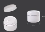 Plastična bela kutijica sa duplim dnom 30mL sa zatvaračem sa srebrnom linijom i međupoklopcem - 12 kom Plastična bela kutijica sa duplim dnom 30mL sa zatvaračem sa srebrnom linijom i međupoklopcem - 12 kom
