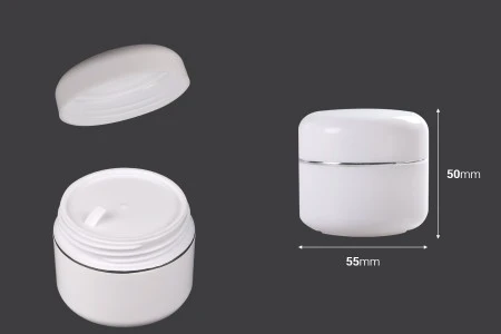 Plastična bela kutijica sa duplim dnom 30mL sa zatvaračem sa srebrnom linijom i međupoklopcem - 12 kom-2