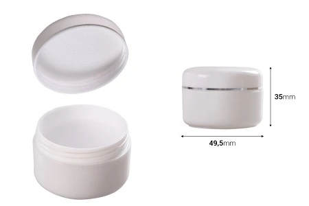 Plastična bela kutijica 30mL sa srebrnom linijom i zaptivkom na zatvaraču - 12 kom-2