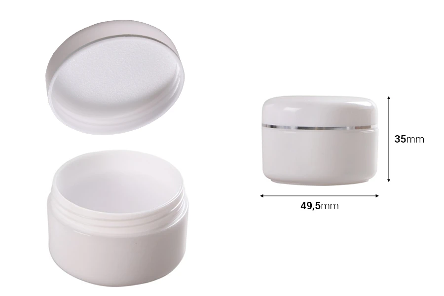 Plastična bela kutijica 30mL sa srebrnom linijom i zaptivkom na zatvaraču - 12 kom-dimenzije_slike