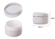 Plastična bela kutijica 50mL sa zatvaračem sa srebrnom linijom i zaptivkom - 12 kom Plastična bela kutijica 50mL sa zatvaračem sa srebrnom linijom i zaptivkom - 12 kom