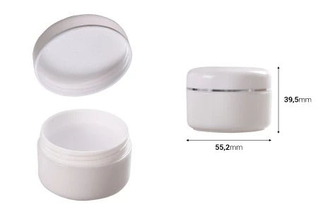 Plastična bela kutijica 50mL sa zatvaračem sa srebrnom linijom i zaptivkom - 12 kom-2