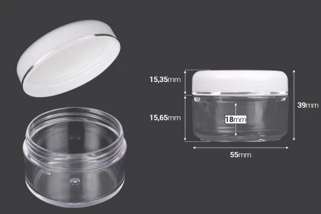 Akrilna providna kutijica 50mL sa belim zatvaračem i srebrnom linijom - 12 kom-2