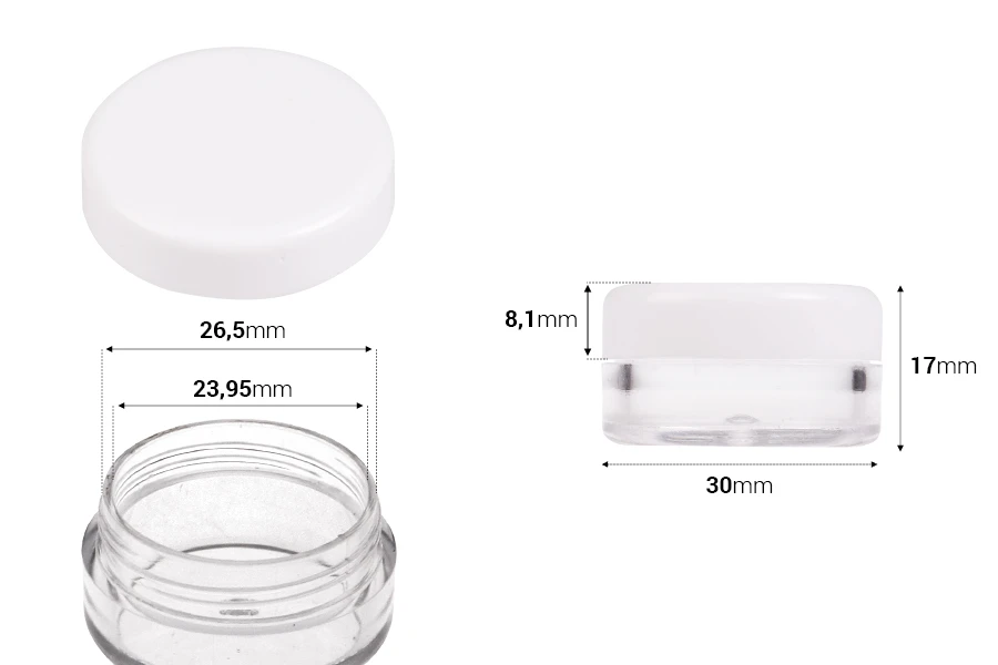 Akrilna providna kutijica 5mL za kreme sa belim zatvaračem - 12 kom Akrilna providna kutijica 5mL za kreme sa belim zatvaračem - 12 kom