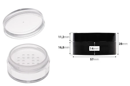 Akrilna kutijica 30mL sa rešetkicom za puder - 12 kom-2