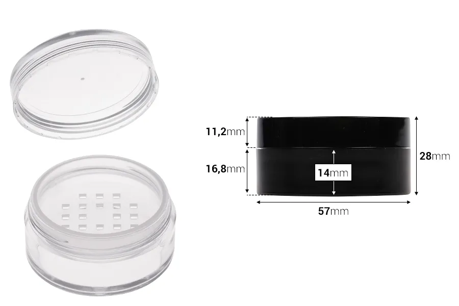 Akrilna kutijica 30mL sa rešetkicom za puder - 12 kom